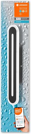 LEDVANCE Smart LED Bathroom Lamp black, 1600LM, 3000-6500K, 400mm x 70mm, IP44, Orbis Bath Wall Light, Bathroom light with Wifi Technology, dimmable, controllable via App and Voice Assistants