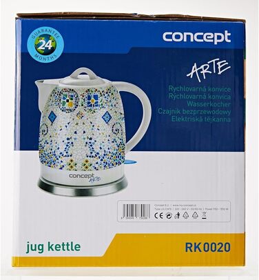 Електричний чайник Concept RK2391, 1.7 л, білий з візерунком
