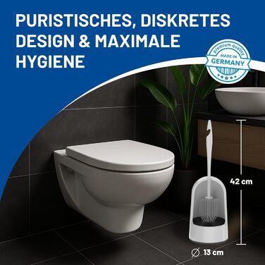 Набір для туалету Rival Recycling з щіткою для обідка унітазу – ергономічна щітка для унітазу з перероблених матеріалів, для швидкого та ретельного очищення, з тримачем (білий, Meiler)