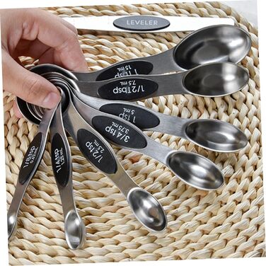 Cabilock 1 Set Measuring Cups Measuring Spoons Set Label Dispenser Teaspoons Instant Kettle Stainless Steel Measuring Cups Adjustable Measuring Spoon Drink Cookie Jar Baking Moulds Stainless Steel