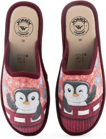 Тапочки жіночі JOMIX Winter Hausschuhe, зручні домашні капці, італійські сліпони для дому (39 EU, бордовий)