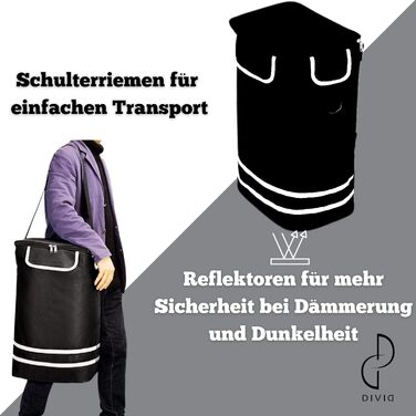 DIVID® Торговий візок з інтегрованою платформою, об'єм 56 літрів, вантажопідйомність до 50 кг, складний, сумка через плече та відділення для охолодження, чорний