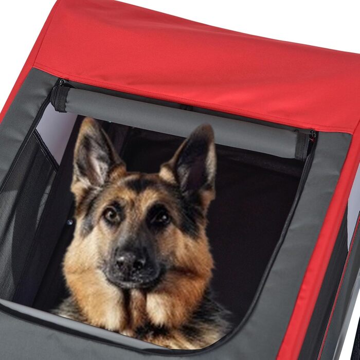 Причіп для собак Tiggo VS Pets L - великий, 270л, для собак до 35 кг, складаний, червоний