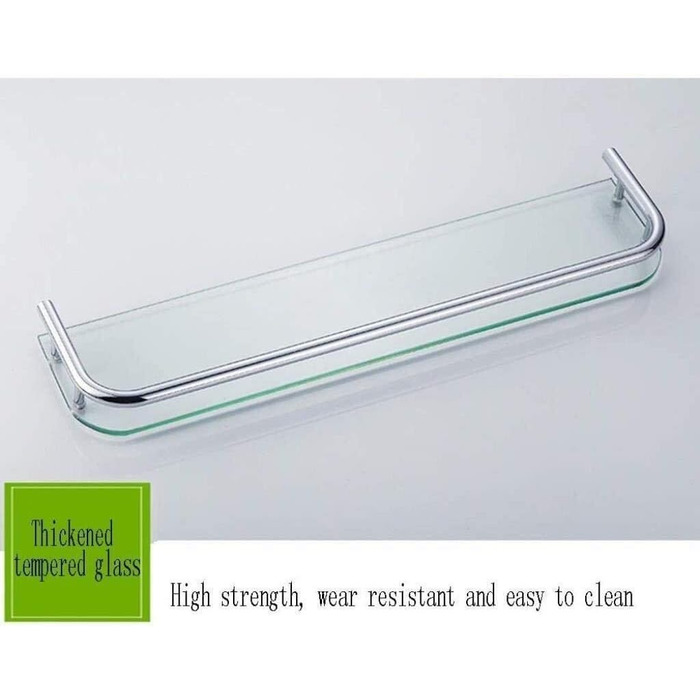 WDSOPK Bathroom Shelf 304 Stainless Steel Glass Shelf Bathroom Shelves Bathroom Wall Shelf (400mm)