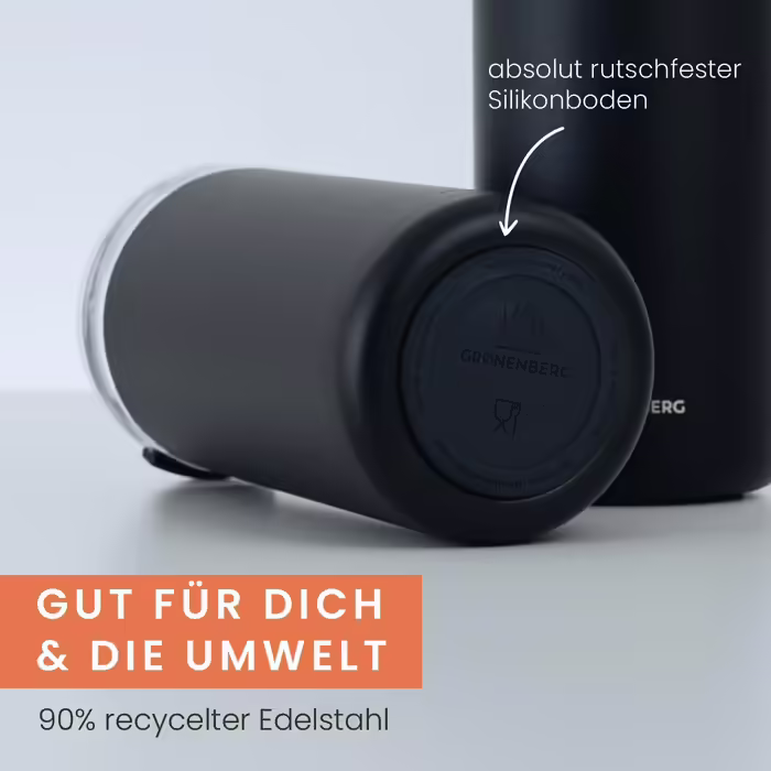 Thermo tumbler 350 or 470ml | Coffee to go cup 100% leak-proof | Keeps warm for at least 4 hours | Coffee to go cup made of recycled stainless steel (Black, 473 ml)
