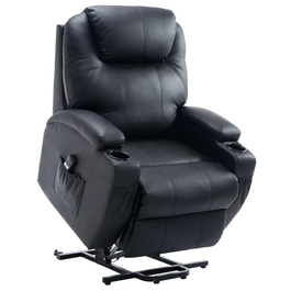HOMCOM Recliner Chair, TV Chair with Rise Assist, with Storage Pouch, Adjustable Angle, Remote Control, 84 x 92 x 109 cm, Black | Aosom