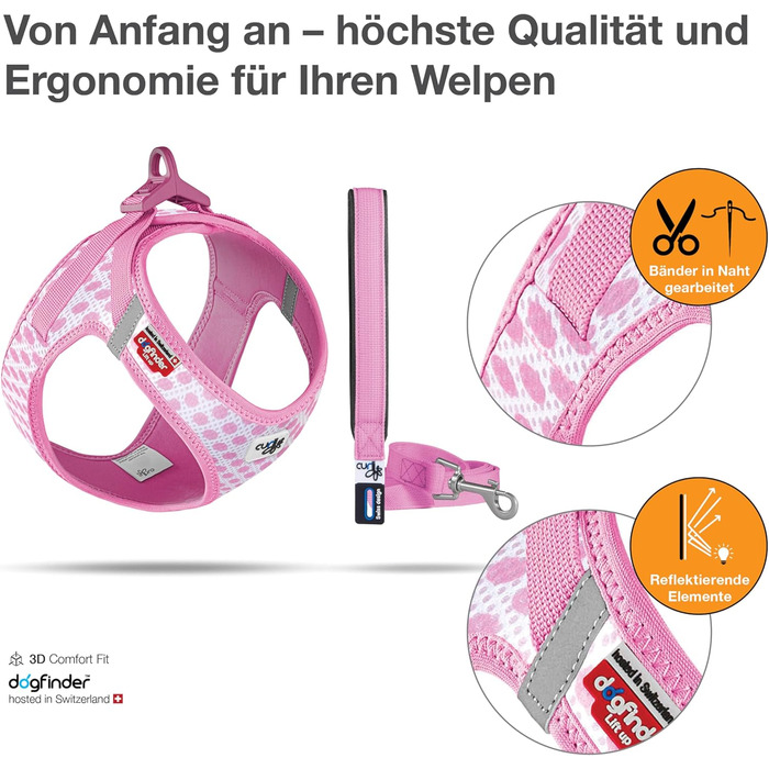 Шлейка для собак Air-esh L з повідком (XS, рожевий колір з кругами)