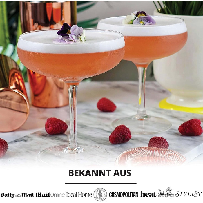 Vemacity Elegant Espresso Martini Glasses 4-Piece Set | Handcrafted Cocktail Glasses Set | Ideal Champagne Bowls and Champagne Glasses | Elegant Coupe for Margaritas & Cocktails | Martini Glasses