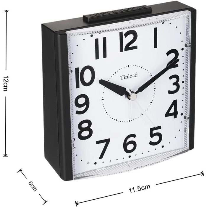 Analog Senior Alarm Clock with Night Light, 4.7-inch Dial, Table Clock with Snooze Function, Loud, 3-Stage Increasing Bell Sound, Battery Powered