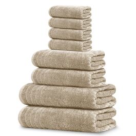 Набір рушників Tens Towels з 100% бавовни, 8 предметів: 2 великі банні рушники, 2 рушники для рук, 4 салфетки для обличчя, гігроскопічні та швидкосохнучі (Бежевий)