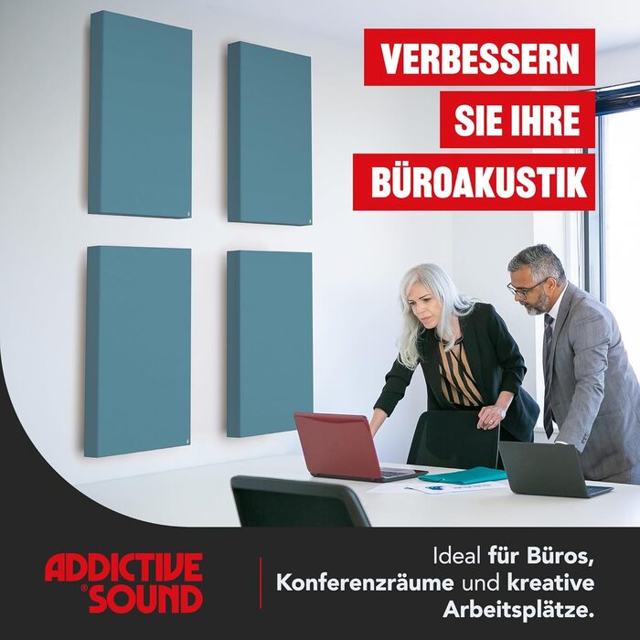 Акустична панель Addictive Sound Schallabsorber Wand Premium для стін та стелі, звукопоглинаюча панель класу A, 100x50x11 см, колір бордовий (Burgundy)