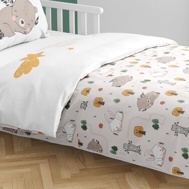 Комплект постільної білизни для ліжечка Kinderbettwäsche 100x135 з 100% бавовни - для дітей та малюків. Сонячний стиль бохо, підходить для дівчаток та хлопчиків (40x60 + 100x135, ведмедик)