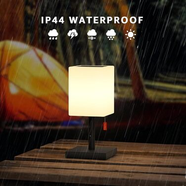 Світлодіодний солярний настільний світильник для вулиці 2-в-1, чорний - бездротовий, з сонячною зарядкою, 8 кольорів, для саду, кемпінгу та столу