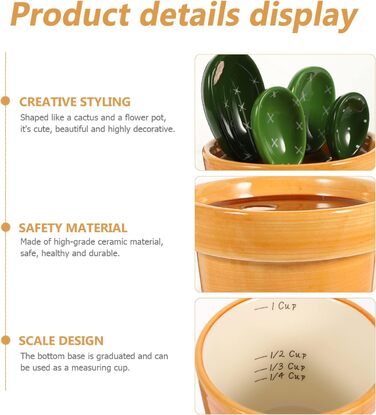 Zerodeko 1 Piece Cactus Measuring Spoon Coffee Measuring Sugar Scoop Cactus Figurine Measuring Teaspoon Measuring Spoon Salt Spoon Measurement Sugar Spoon Flour Measuring Spoon Baking Tl Spice Milk Powder Ceramic