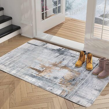 Килимок Tinyboy-HBQ для вітальні та спальні: сучасний дизайн, короткий ворс, сірий (80 x 120 см)