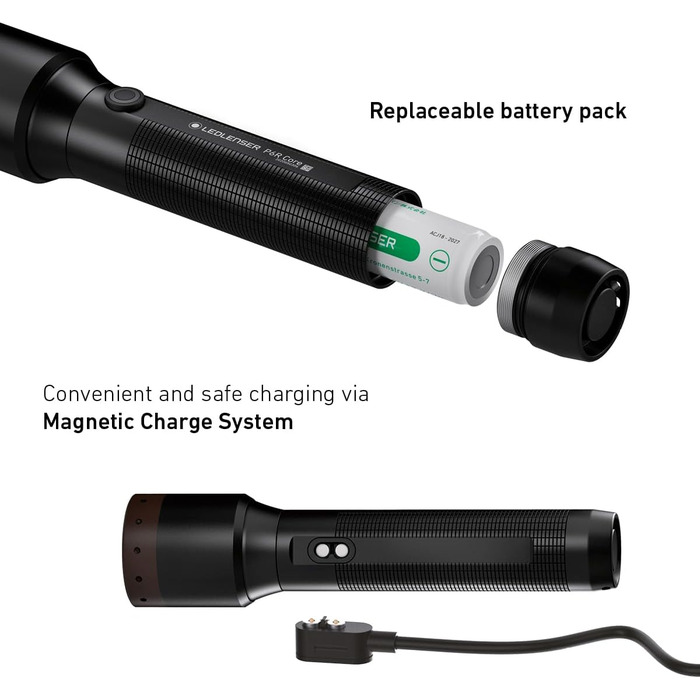 Ліхтарик Ledlenser P6R Core акумуляторний LED, 900 люмен, IP68, фокусування, USB зарядка, дальність 240 м