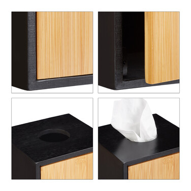 Relaxdays Cosmetic Tissue Box, Black
