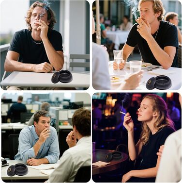 Керамічна попільничка для сигарет та цигарок з кришкою, ретро стиль, чорний колір, 10.8x6.5 см. Підходить для дому, офісу та вулиці