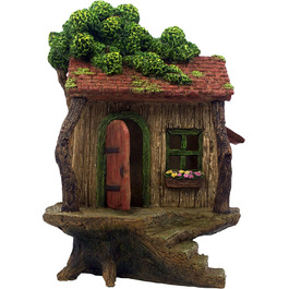 PRETMANN's Fairy Garden House - large fairy tree house with a door that opens - 22.9 cm high - fairy garden accessories