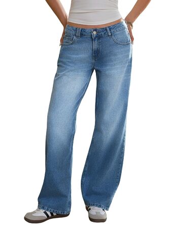 Джинси жіночі Fisoew Baggy з широкими штанинами, середньої посадки, темно-сині, розмір 40