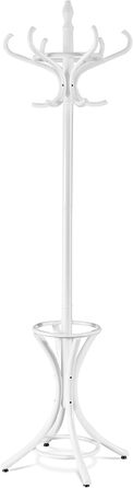 GIANTEX Coat Rack with Umbrella Stand, Clothes Rack Wood with 12 Clothes Hooks, Wooden Coat Tree Freestanding, Standing Coat Rack for Entryway Living Room (white)