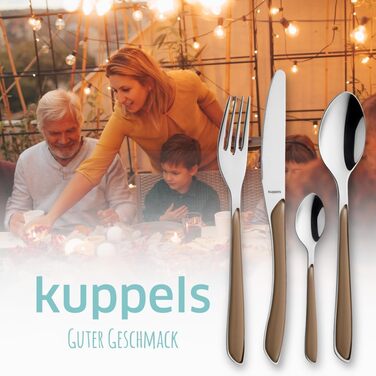 Набір столових приборів Kuppels Prisma для 6 осіб з нержавіючої сталі, рожеві ручки | 24 шт.