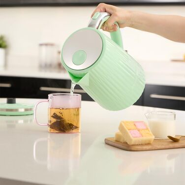 Russell Hobbs Kettle [1.7L 2400W] Eden White, Stainless Steel Accents (removable scale filter, lid opening with a push of a button, water level indicator, illuminated switch, BPA free) Teakettle 27360-70 (Pistachio)