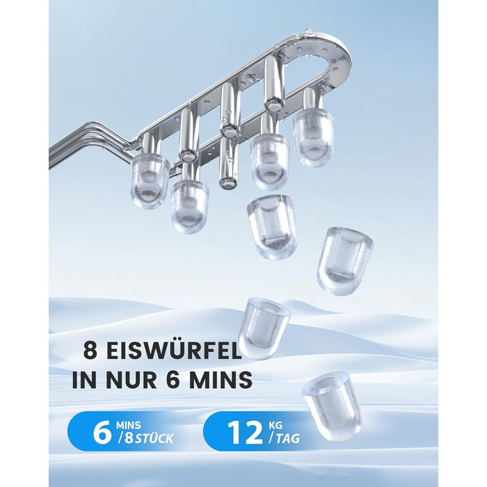 Льодогенератор EASYERA портативний, 12 кг/24 год, швидке виробництво льоду (6 хв), 2 розміри кубиків, самоочищення, для дому, офісу, бару, вечірок - чорний