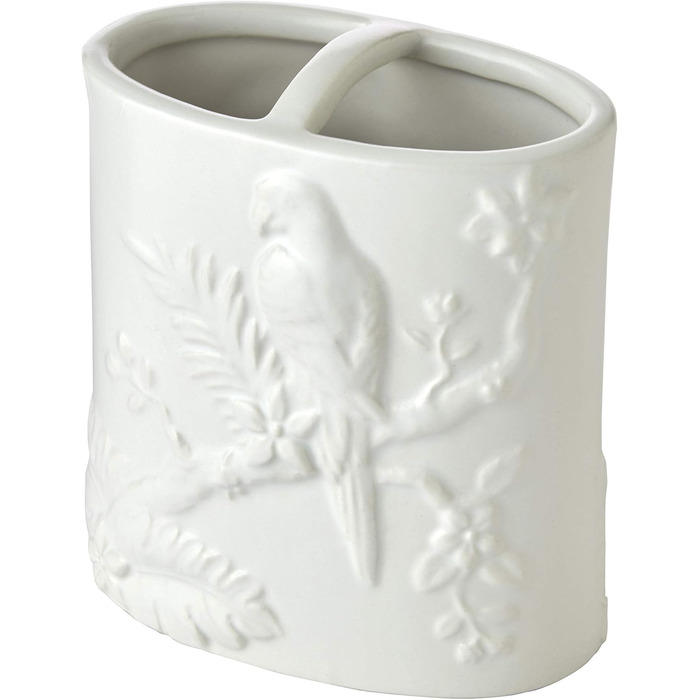 SKL Home Vern Yip Jungle Cats Toothbrush Holder, Ceramic, White