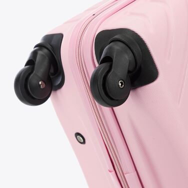 Набір валіз WITTCHEN Cube Line (S+M+L) з ABS, геометричним тисненням, 4 колесами, телескопічною ручкою та комбінаційним замком. Рожевий колір, 3 шт.