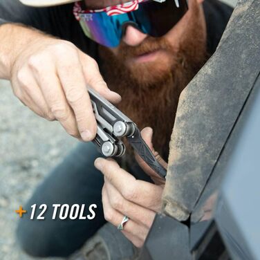 Gerber Multi-Tool with 12 functions, Dual Force, includes holster, with one-hand opening and frame-lock locking mechanism, overall length: 12 cm, 30-001613