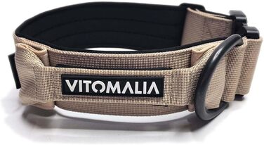 Тактичний нашийник для собак, 5 см: міцний нейлон, магнітна ручка, надійна застібка, для великих собак (5см/M = 40-50см, Бежевий)