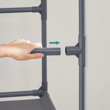 SONGMICS Стійка для одягу металева, з 2 перекладинами та 2 полицями, біла, до 70 кг, RDR02WT (Сірий)