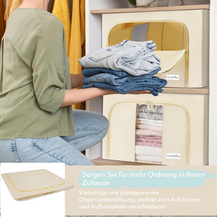 Органайзери для одягу Prestigénie (3 шт.) - мішки для зберігання одягу, ковдр та подушок, міцний матеріал, прозоре вікно, 24 л