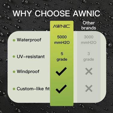 Чохол для садової лавки AWNIC, водонепроникний, 3-місний, міцний 420D Оксфорд, 175x85x65/90 см
