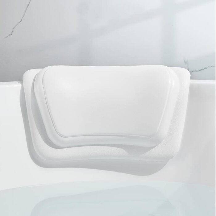 Lonkenn Bathtub Pillow, Ergonomic Bath Pillow, Stylish PU Bath Pillow with Suction Cups, Waterproof Bathtub Cushion, High-Quality Non-Slip Bath Pillow, Bathroom Accessories, for Bathtub, Spa White
