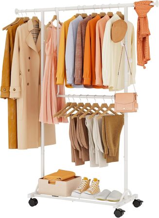 Кледірний стійка FAVOOSTY на колесах, мобільний, металевий, чорно-білий, регульований, 89.50×39.00×161.20 см