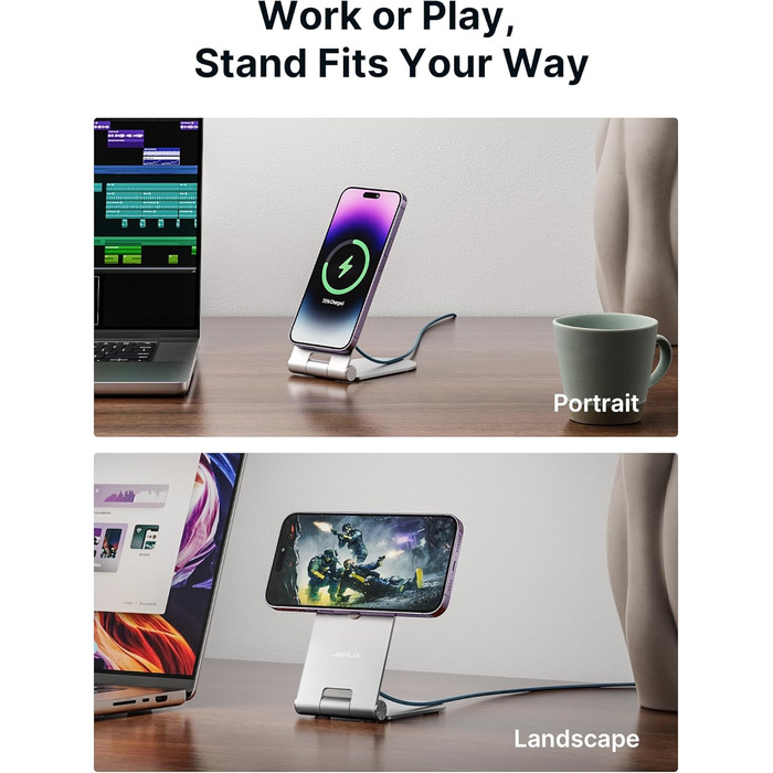 Бездротова зарядка JSAUX MagSafe 15W для iPhone 17 Air Pro Max, iPhone 16/15/14/13/12, AirPods 3/2, блакитна