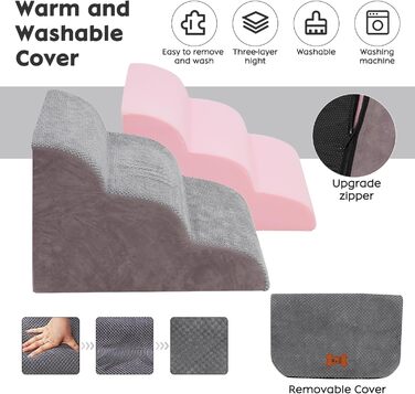 Сходинки для собак маленьких порід, 3 сходинки, 40 см, знімна та миюча, з м'якого пінополіуретану, антиковзкі, для котів та собак, для ліжка/дивану/автомобіля