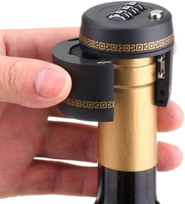 Loboo Idea Combination Lock for Wine and Liqueur Bottles, Bottle Stopper, Password Code Lock, Digital Wine Lock, the diameter of the bottle opening should be between 26 mm and 28 mm