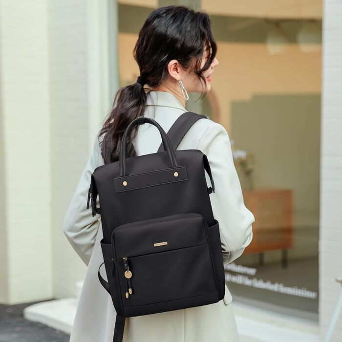 GOLF QUALITY Women's Backpack, Elegant Shoulder Bag Large Casual Daypack Small Women's Laptop 15.6 inch Daypack with Laptop Compartment Modern Work Backpack Tote Bag for Women Apricot (Black)
