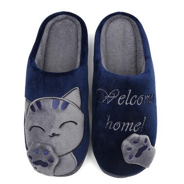 Тапочки зимові Mishansha з жорсткою підошвою - теплі, зручні, м'які, унісекс, для дорослих 39/40 EU, блакитні