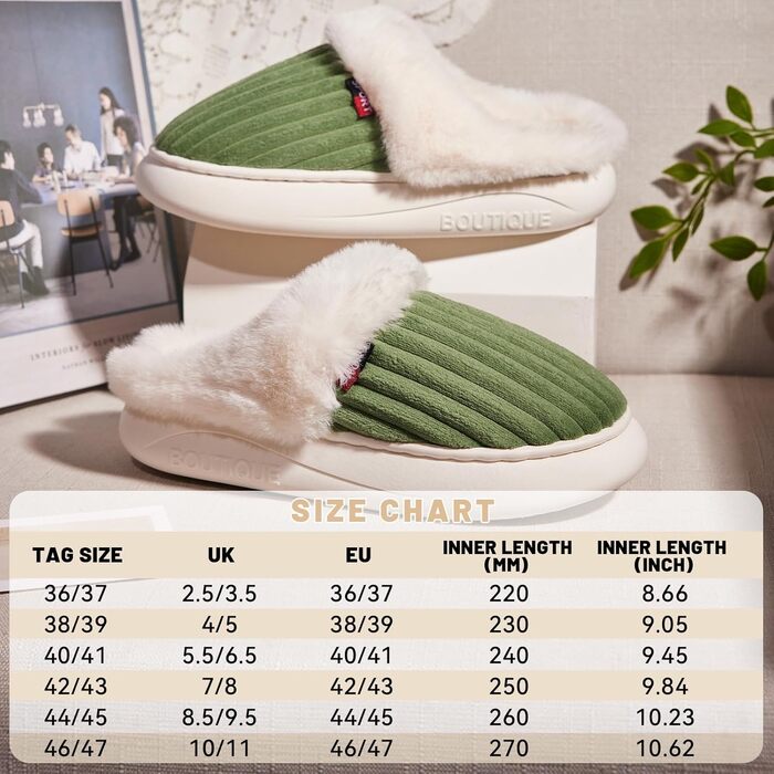 Зимові плюшеві тапочки Guyarns для жінок та чоловіків з піною Memory Foam, кордов'янта, неслизька підошва, комфортні домашні капці, зелені, 38/39 EU