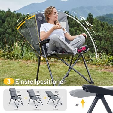 Набір кемпінгових стільців Timber Ridge (2 шт) складані, з високою спинкою, регульовані (3 положення), вантажність 160 кг, сірі