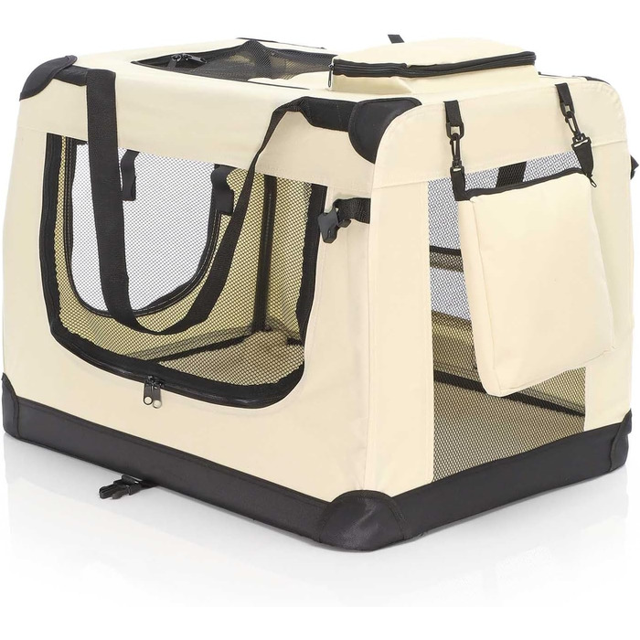 Складана переносна переносна коробка для собак та котів Fudajo (50x35x35 см, 700x520x500 мм, бежева)
