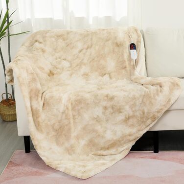 Електрична ковдра COZYTY 150x200 см з підігрівом, фланель, 6 режимів нагріву, таймер, захист від перегріву, пральна машина, молочно-білий колір