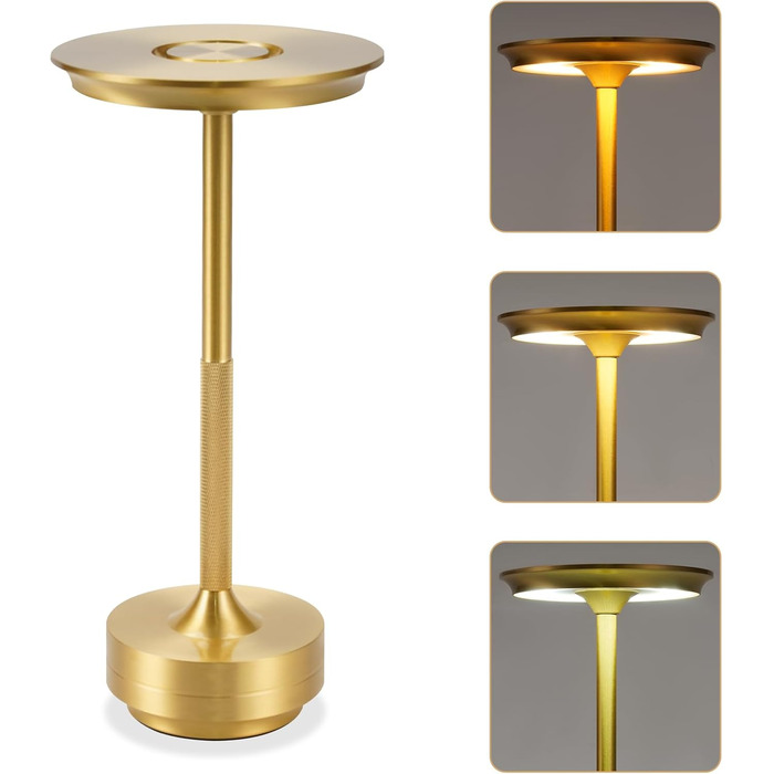 Настільна лампа бездротова LED з USB зарядкою, торшер для спальні, дитячої, вітальні, 2 шт. (Золото)