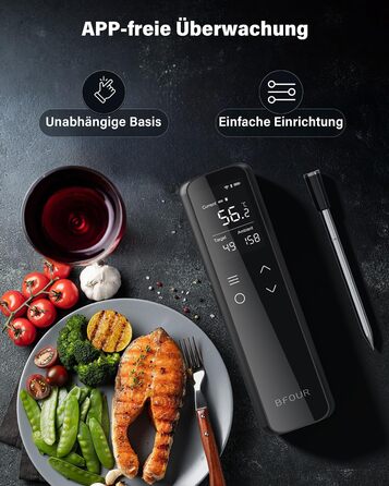Термометр для гриля та духовки BFOUR WiFi Bluetooth з 6 датчиками, IP67, 2600mAh, керування через додаток