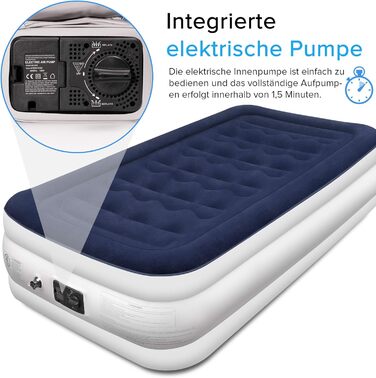 Надувний матрац Luftmatratze 1-місний, швидке надування (90 сек), водонепроникний, для гостей/подорожей