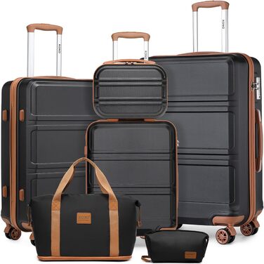 Набір валіз KONO 4 в 1: велика валіза, ручна поклажа 55 см, beauty case та сумка для косметики (кремовий білий)